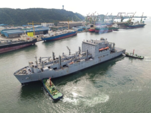 USNS Alan Shepard undergoing maintenance at HD Hyundai shipyard in Ulsan