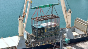 Swire Projects vessel Pacific Innovation transporting a 310-ton steam boiler module for Sarawak plant expansion