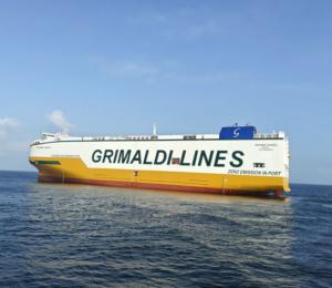 Grimaldi’s Grande Svezia PCTC carrying vehicles and heavy cargo on maiden voyage