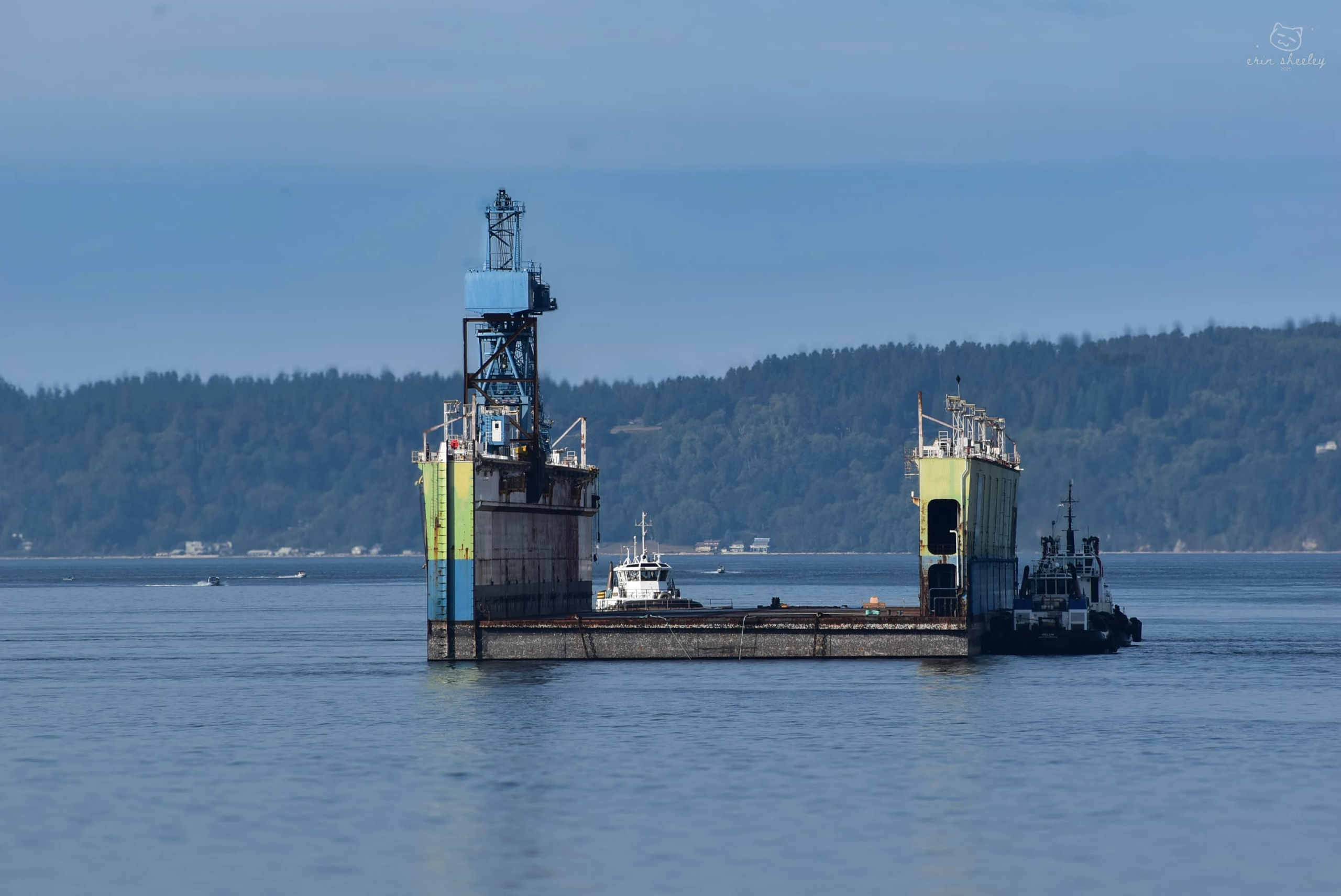 Floating dry dock Hercules is being towed.