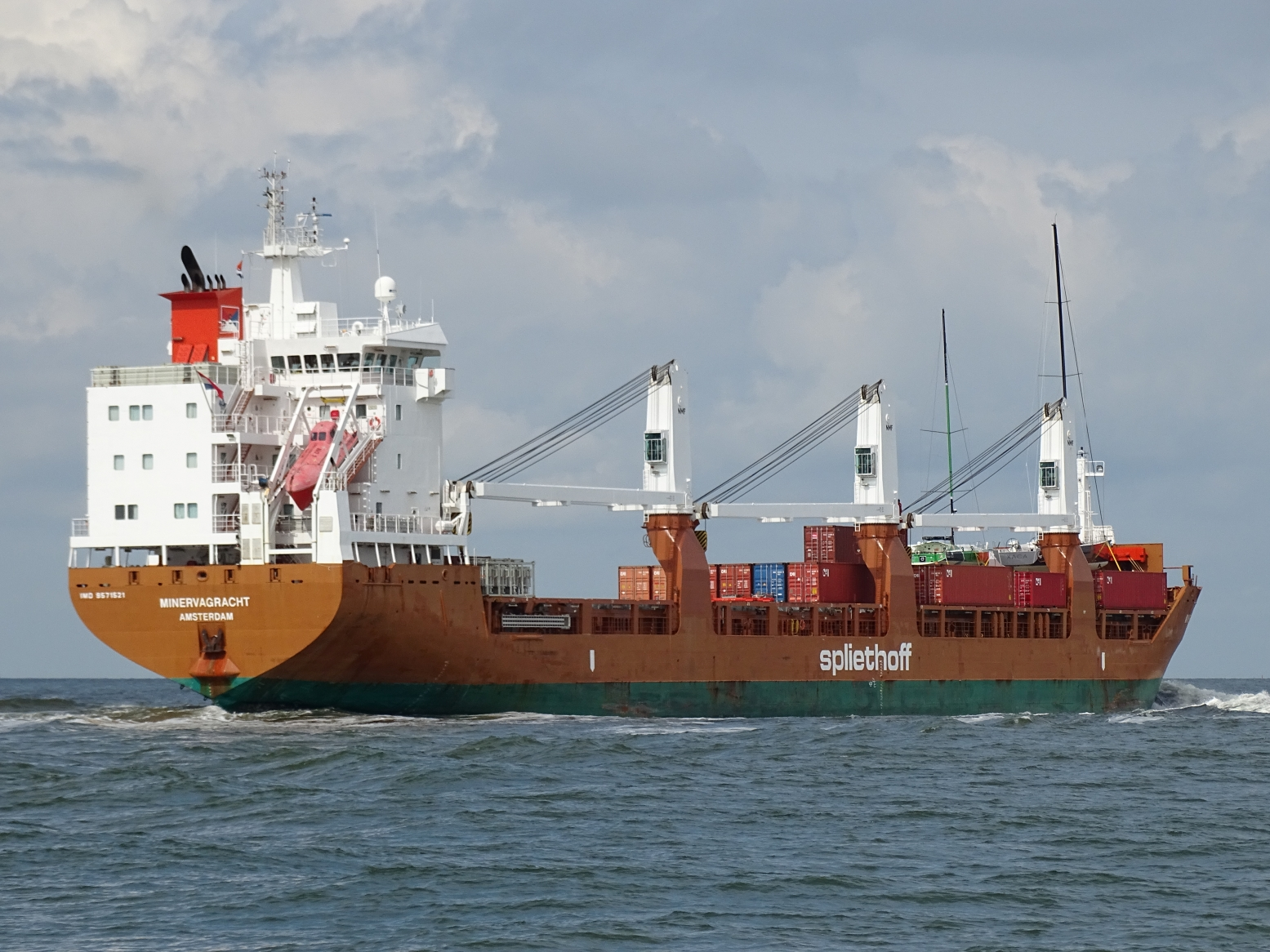 Dutch cargo vessel Minervagracht on fire following explosive attack in the Gulf of Aden