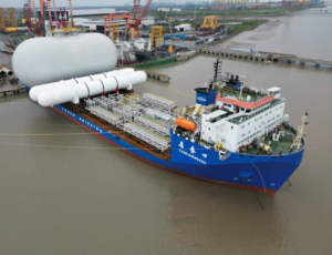 MV Kang Sheng Kou carrying REEF project components sails from Qidong Port to Canada