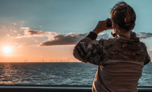 Danish coast guard vessel inspecting an oil tanker near Skagen Red as part of shadow fleet crackdown