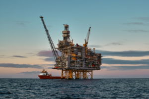 Offshore oil platform in the Gulf of America under BOEM lease plan