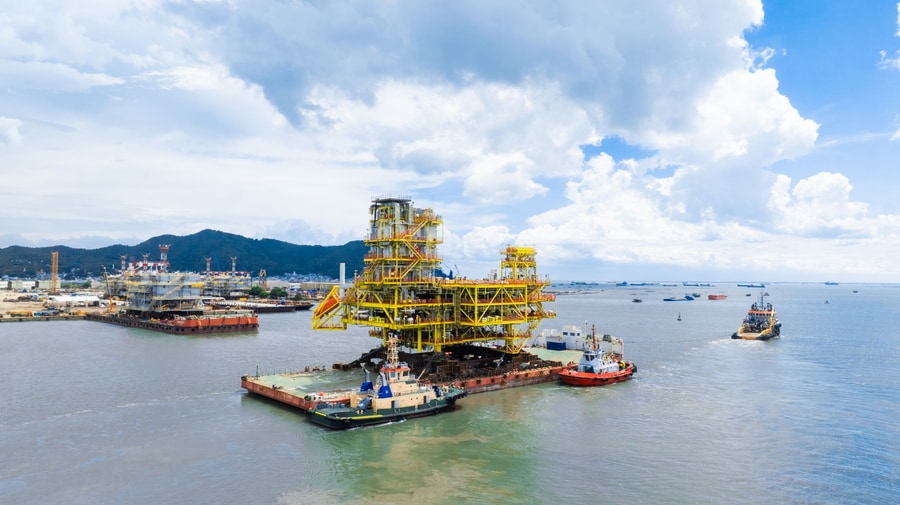 PTSC M&C Lac Da Vang Central Processing Platform during sail-away in offshore Vietnam