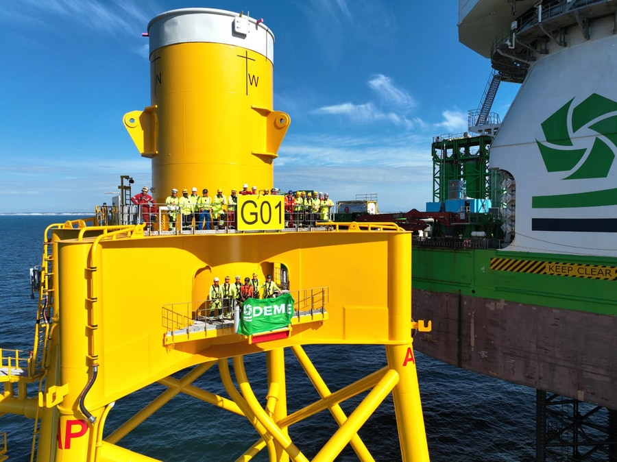 DEME Group Innovation vessel installs jacket foundations at Dieppe-Le Tréport