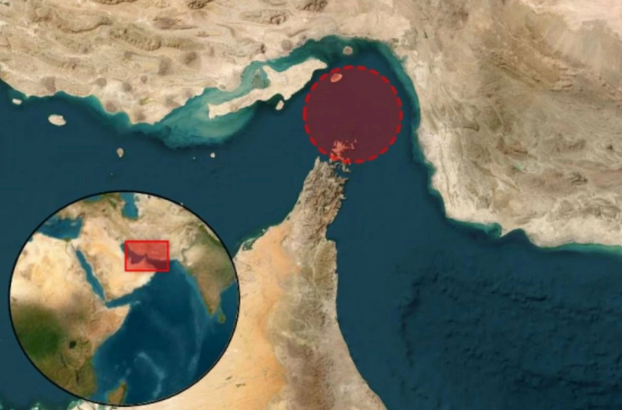 UKMTO map marking the area of the reported tanker attack in the Strait of Hormuz